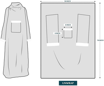 Rynx | Deluxe Cozy Sherpa or Fleece Adult Portable 70" Blanket with Sleeves for Men & Women