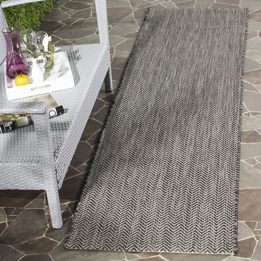 Rynx | Safavieh Courtyard Collection CY8022 Indoor/Outdoor Non-Shedding Stain Resistant Patio Backyard Runner, 2'3" x 6'7", Black / Beige