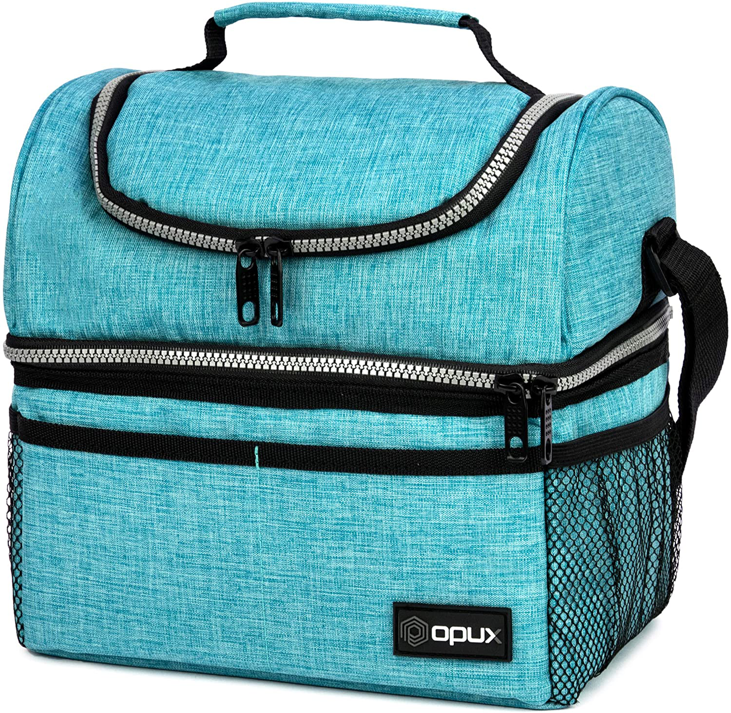 Rynx | Insulated Double Room Lunch Bag for Women, Ladies | Double Layer Reusable Lunch Box Cooler with Shoulder Strap, Leak-proof Liner | Medium Lunch Box for School, Work, Office (Flower Purple)