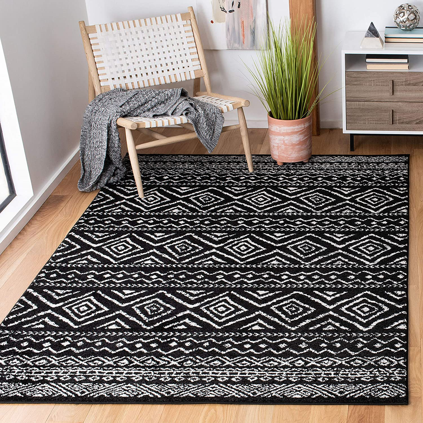 Rynx | Safavieh Tulum Collection TUL267B Moroccan Boho Distressed Non-Shedding Stain Resistant Living Room Bedroom Runner, 2' x 9', Ivory / Light Gray
