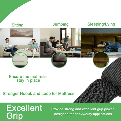 Rynx | TEUVO Non-Slip Mattress Protector, Keep the Mattress in Place for a Good Night's Sleep, Premium Velcro with Adhesive for Mattresses with Smooth Surfaces, DIY 11 cm Wide and 2 M Long