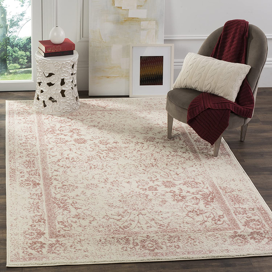 Rynx | Safavieh Adirondack Collection ADR109H Oriental Distressed Non-Shedding Stain Resistant Living Room Bedroom Area Rug, 3' x 5', Ivory / Rose