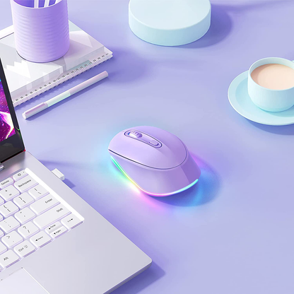 Rynx | Seenda Wireless Mouse, Ultra Silent LED Wireless Mouse with USB Receiver and 3 Adjustable DPI for Kids Laptop Computer Chromebook (Purple)