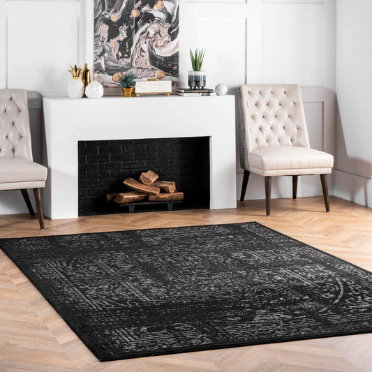 Rynx | nuLOOM Arlena Vintage Rug, 5' Round, Black
