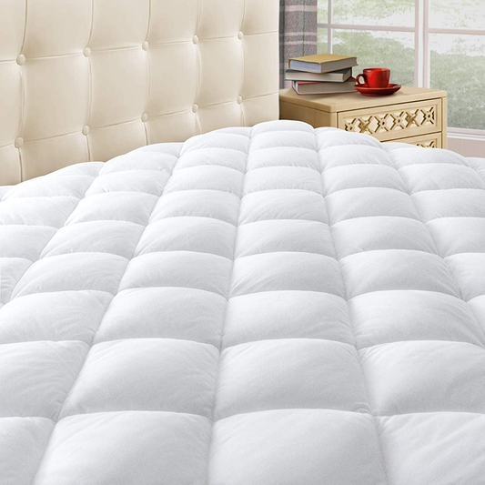 Rynx | Taupiri Twin XL Quilted Mattress Pad Cover with Deep Pocket (8"-21"), Cooling Soft Pillowtop Mattress Cover, White
