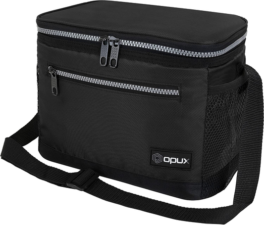 Rynx | Opux Insulated Lunch Box For Men Women, Leak-Proof Thermal Lunch Bag For Work, Reusable Lunch Cooler Tote, Soft School Lunch Bucket For Kids With Shoulder Strap, Pockets, 14 Cans, 8l, Black