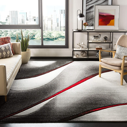 Rynx | Safavieh Hollywood Collection Hlw712f Mid-Century Modern Non-Shedding Stain Resistant Living Room Bedroom Area Rug, 4' X 4' Square, Gray / Blue