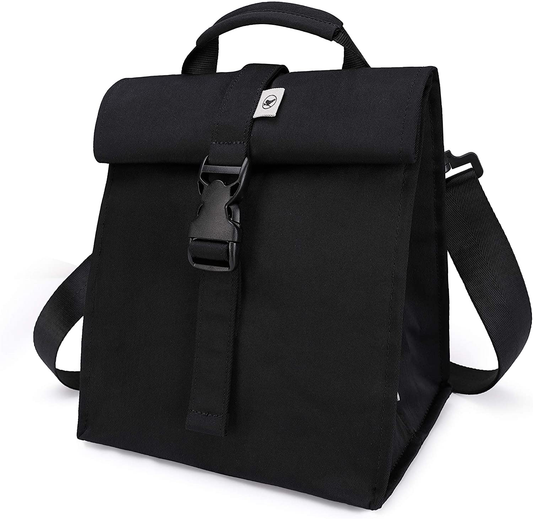 Rynx | Sunny Bird Insulated Lunch Bag Rolltop Lunch Box For Women, Men, Adults And Teenagers (Black)