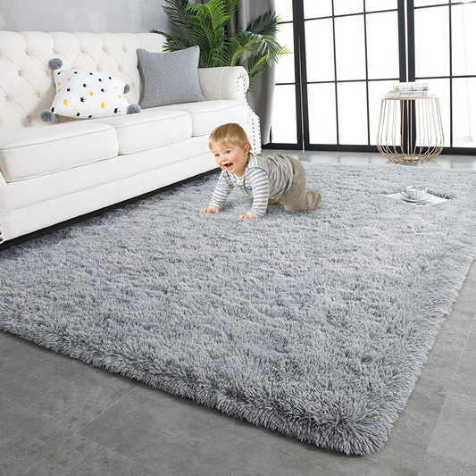 Rynx | Twinnis Super Soft Shaggy Rugs Fluffy Rugs, 3x5 Feet, Indoor Modern Plush Area Rugs For Living Room Bedroom Children's Room Kindergarten Home Decor, Upgraded Non-Slip Durable Rectangular Fuzzy Rug, Gray