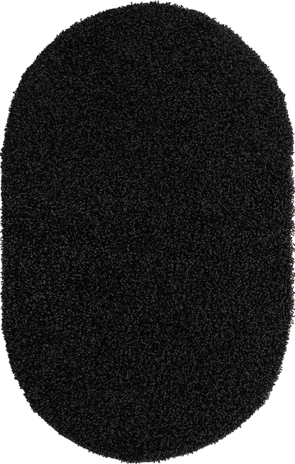 Rynx | Unique Loom Solo Solid Shag Collection Area Modern Plush Rug Lush & Soft, 3' 3" x 5' 3", Jet Black