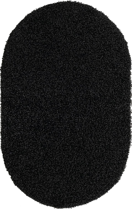 Rynx | Unique Loom Solo Solid Shag Collection Area Modern Plush Rug Lush & Soft, 3' 3" x 5' 3", Jet Black