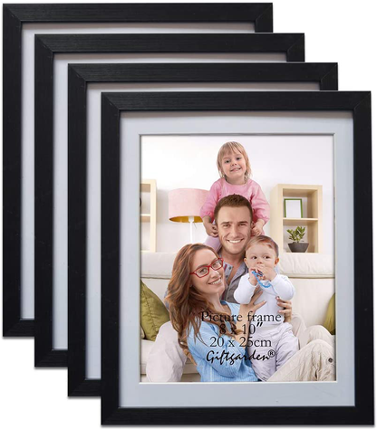 Rynx | Giftgarden 4x6 Picture Frame Set of 4, Matted to display 4 x 6 pictures with mat or 5x7 pictures without mat for wall hanging or tabletop, Black
