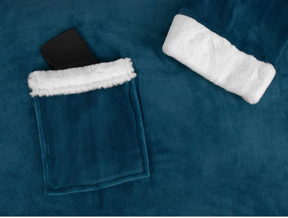 Rynx | Deluxe Cozy Sherpa or Fleece Adult Portable 70" Blanket with Sleeves for Men & Women