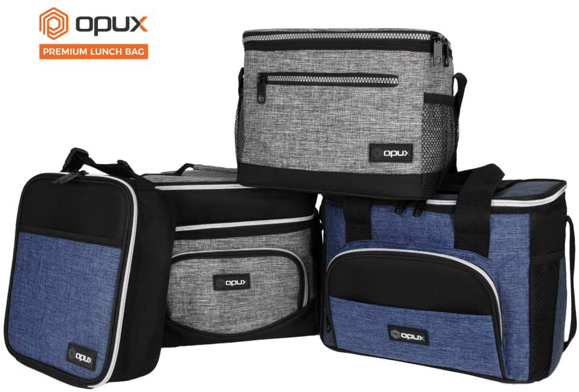 Rynx | Opux Insulated Lunch Box For Men Women, Leakproof Thermal Lunch Bag For Work, Reusable Lunch Cooler Tote, Soft School Lunch Bucket For Kids With Shoulder Strap, Pockets, 14 Cans, 8l, Heather Grey