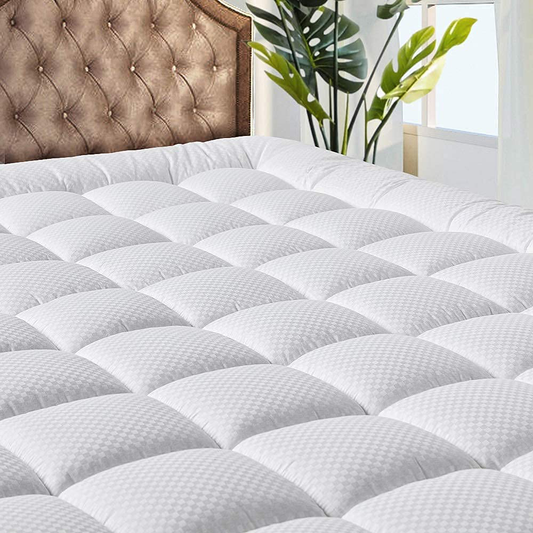 Rynx | MATBEBY Bedding Quilted Fitted Full Mattress Pad Cooling Breathable Fluffy Soft Mattress Pad Stretchable up to 21 Inches Deep, Full Size, White, Mattress Topper Mattress Protector
