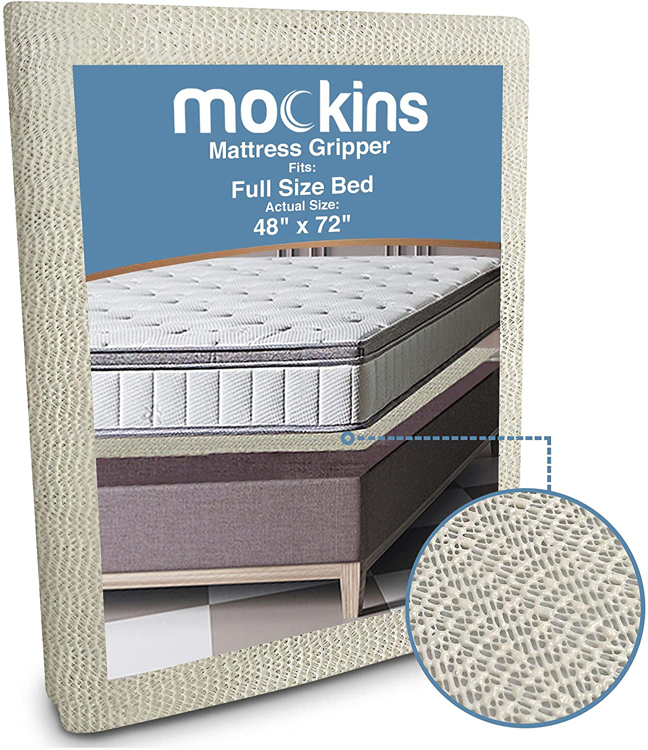Rynx | Mockins Full Size 48" x 72" Non-Slip Mattress Protector | Prevents mattress and topper from sliding | Strong and durable grip pad | Multi-purpose and customizable…