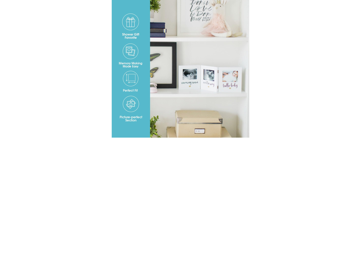 Rynx | 3 Image Sonogram Memory Frame, Gender Neutral Ultrasound Memory, 3.5”x2.5” Image Insertion
