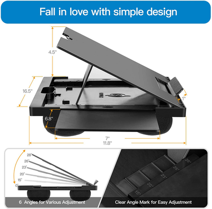 Rynx | Adjustable Lap Desk - With 6 adjustable angles, removable mouse pad, and double cushion portable stand for car portable desk, work desk, lap writing board and drawing table on sofa or bed by Huanuo