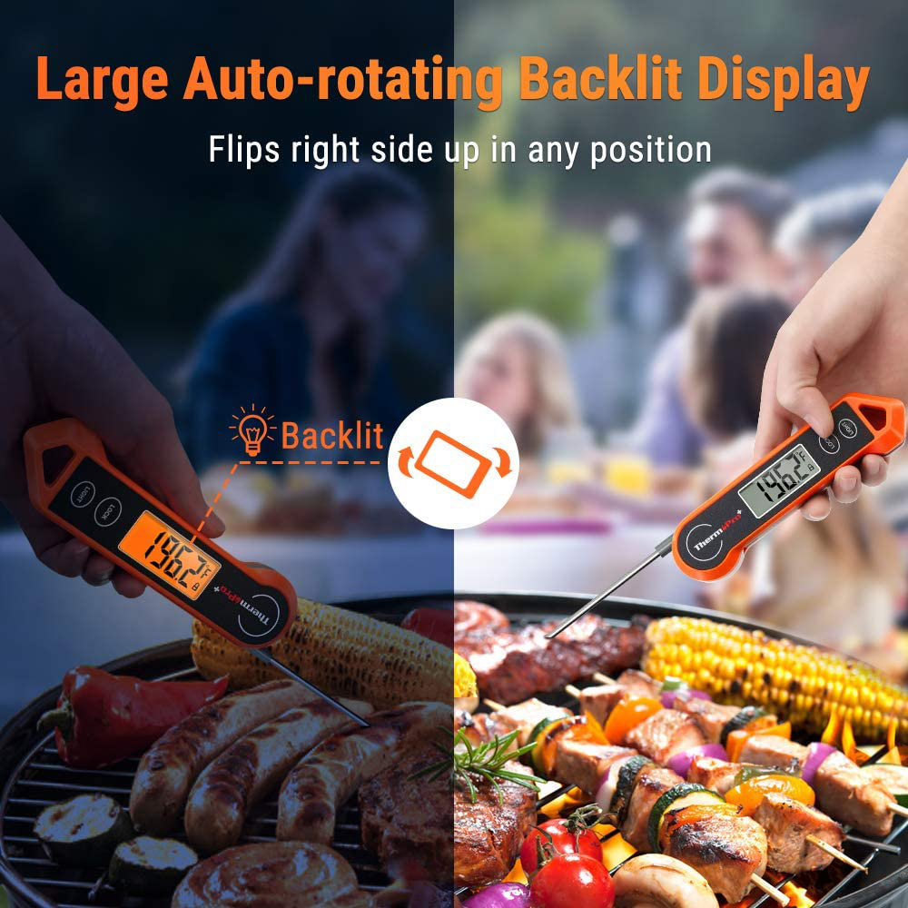 Rynx | ThermoPro TP19H Waterproof Digital Meat Thermometer for Grilling with Ambidextrous Backlit and Motion Sensing Kitchen Cooking Thermometer for BBQ Grill Smoker Oil Fried Candy Thermometer