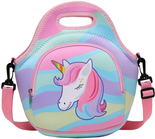 Rynx | Lunch bag for girls, Chasechic cute lightweight neoprene insulated lunch boxes tote for women with detachable adjustable shoulder strap unicorn