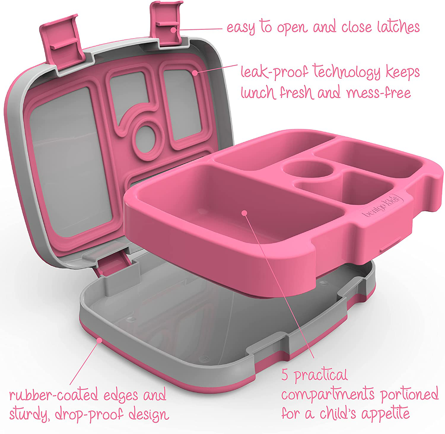 Rynx | Bentgo Kids Prints (Space Rockets) - Leak-Proof, 5-Piece Bento-Style Preschool Lunchbox - Ideal Portion Sizes for Ages 3 to 7 - BPA-Free and Food-Safe Materials