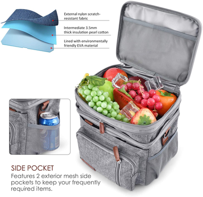 Rynx | Insulated Lunch Bags For Women Men Large Lunch Box Leakproof Soft Cooler Tote Bag Miycoo (Gray,20l)
