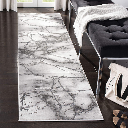 Rynx | Safavieh Craft Collection CFT877G Modern Abstract Non-Shedding Shock Resistant Living Room Bedroom Runner, 2'3" x 6', Gray / Silver