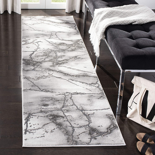 Rynx | Safavieh Craft Collection CFT877G Modern Abstract Non-Shedding Shock Resistant Living Room Bedroom Runner, 2'3" x 6', Gray / Silver