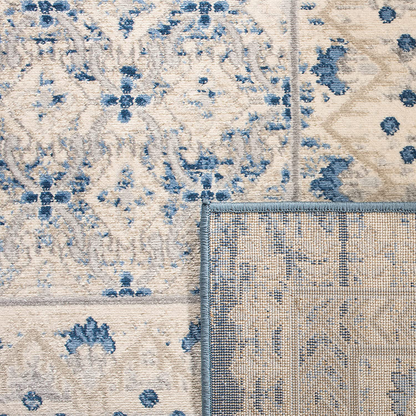 Rynx | Safavieh Brentwood Collection Bnt899g Traditional Oriental Distressed Non-Shedding Stain Resistance Living Room Bedroom Area Rug, 3' X 3' Round, Light Gray / Blue