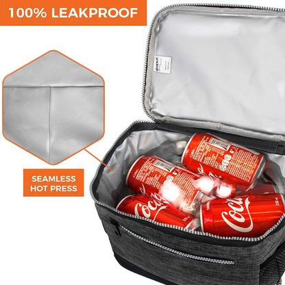 Rynx | Opux Insulated Large Lunch Box For Men Women, Leakproof Thermal Food Bag For Work, Reusable Food Cooler Tote, Soft School Lunch Box With Shoulder Strap, Pockets, 18 Cans, 10l, Dark Gray Coal