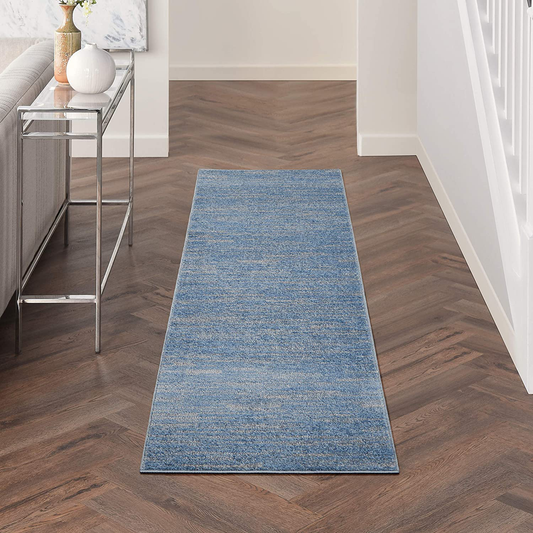 Rynx | Nourison Essentials Solid Contemporary Blue/Gray 2'x8' Runner Area Rug, 2'2" X 7'6"