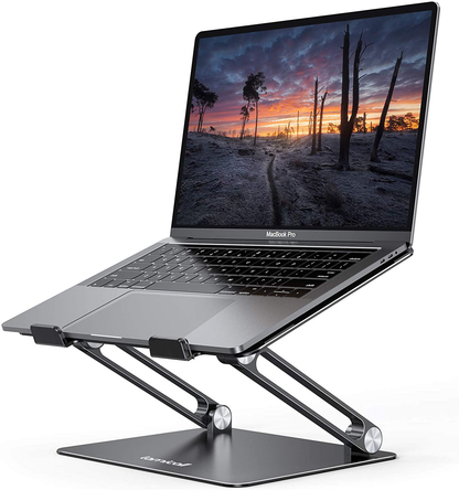Rynx | Lamicall Laptop Stand Riser Portable - Foldable Height Adjustable Ergonomic Computer Notebook Stand Holder Lift For Desk, Compatible With Macbook Air Pro, Dell Xps, Hp (10-17'') - Silver