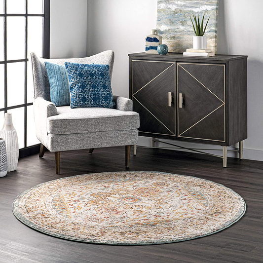 Rynx | nuLOOM Shane Persian Vintage Area Rug, 5' Round, Beige Color