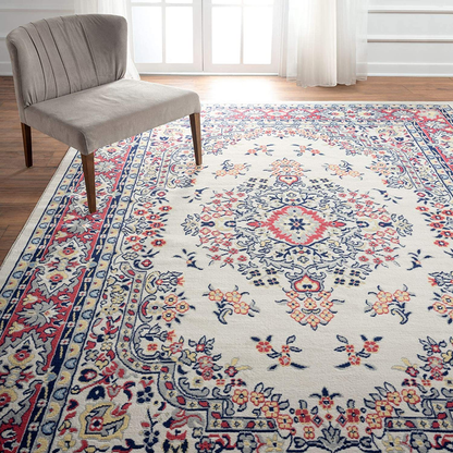 Rynx | Home Dynamix Premium Sakarya Traditional Medallion Border Area Rug, Ivory/Red, 5'3"x7'5" Rectangle