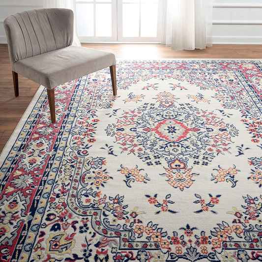 Rynx | Home Dynamix Premium Sakarya Traditional Medallion Border Area Rug, Ivory/Red, 5'3"x7'5" Rectangle