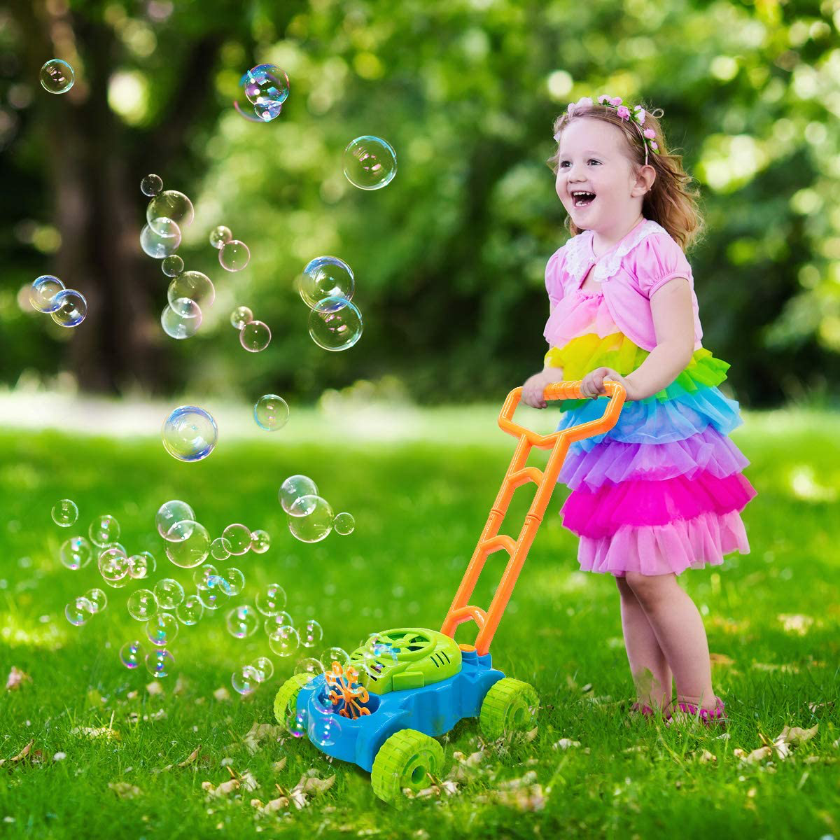 Rynx | Lydaz Bubble Mower for Toddlers, Kids Bubble Blower Garden Toys, Outdoor Push Toys, Halloween Christmas Birthday Toys Gifts for Preschool Boys Girls