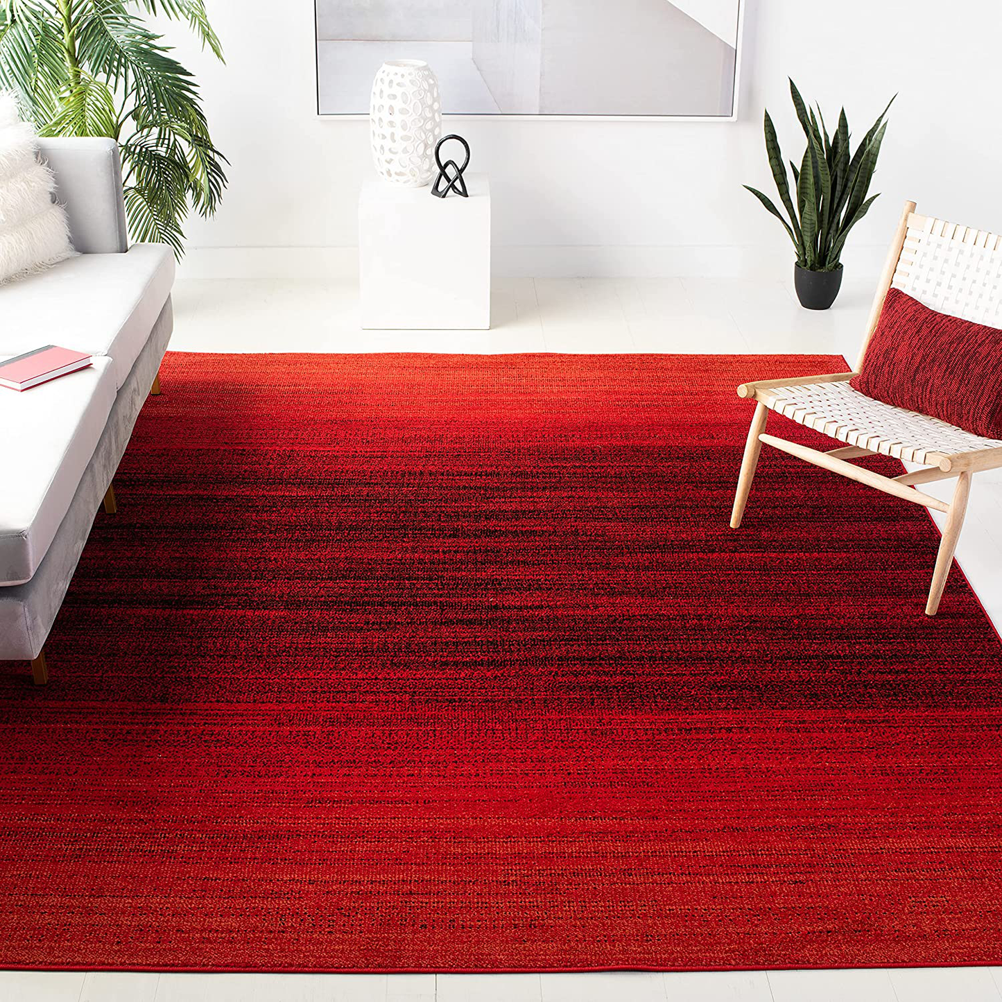 Rynx | Safavieh Adirondack Collection ADR142Q Modern Ombre Rug, 3' x 5', Red / Black