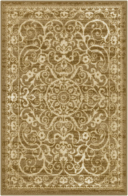 Rynx | Maples Rugs Pelham Vintage Kitchen Mats Non-Slip Washable Accent Area Rug [Made In Usa], 1'8 X 2'10, Khaki