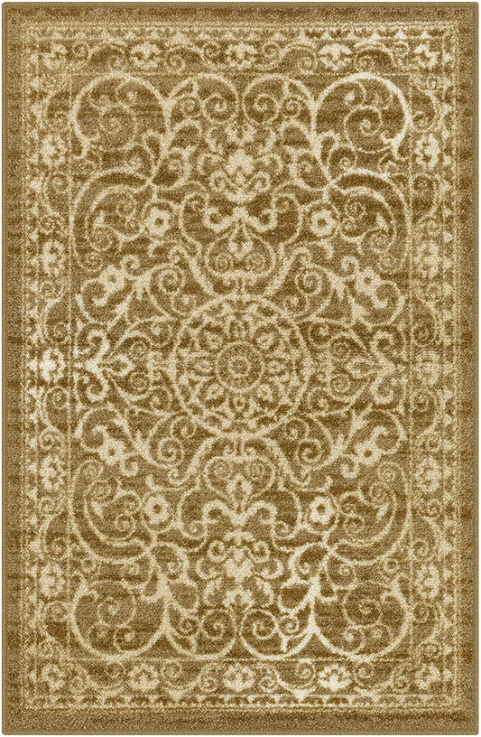 Rynx | Maples Rugs Pelham Vintage Kitchen Mats Non-Slip Washable Accent Area Rug [Made In Usa], 1'8 X 2'10, Khaki