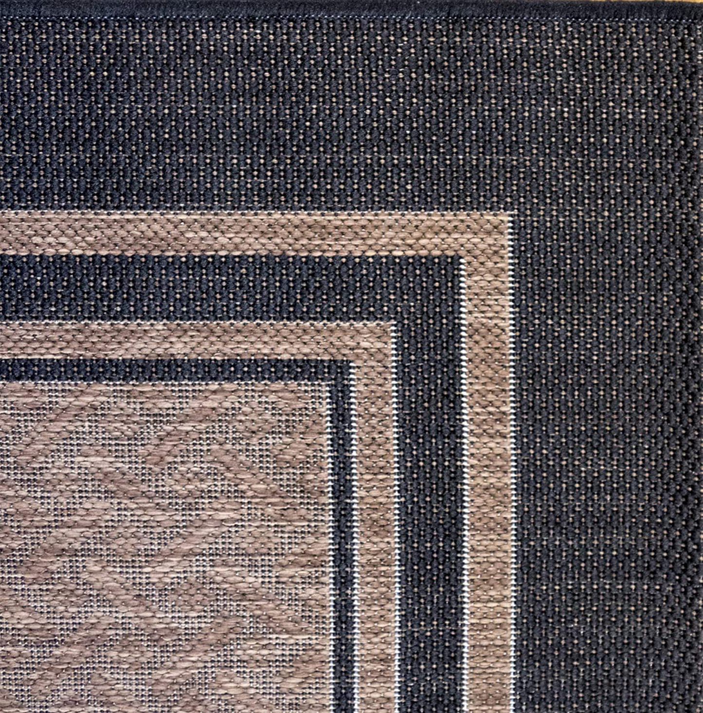 Rynx | Gertmenian Tropical Collection Outdoor Rug Patio Area Rug, 2x6 Runner, Nut Brown Black Edge