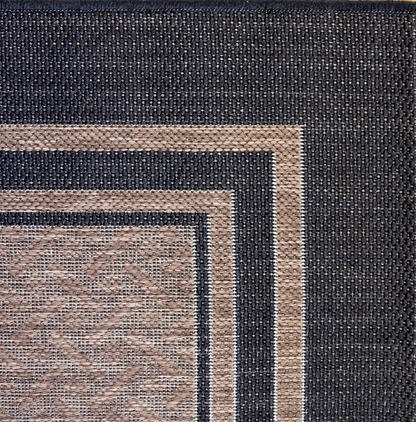 Rynx | Gertmenian Tropical Collection Outdoor Rug Patio Area Rug, 2x6 Runner, Nut Brown Black Edge