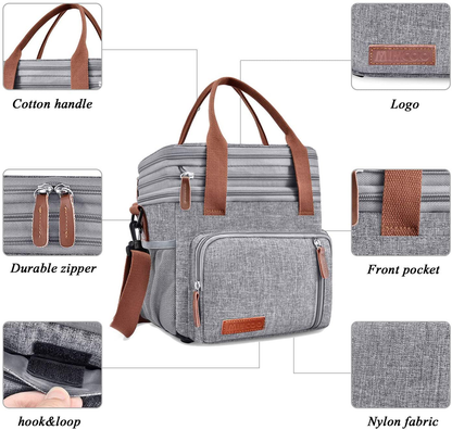 Rynx | Insulated Lunch Bags For Women Men Large Lunch Box Leakproof Soft Cooler Tote Bag Miycoo (Gray,20l)