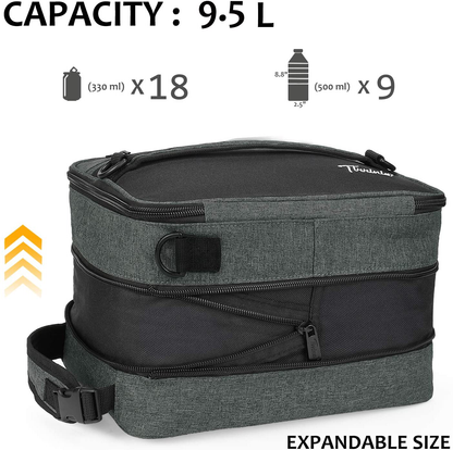 Rynx | Expandable Insulated Lunch Bag, Leak-Proof Flat Lunch Cooler Tote with Shoulder Strap for Men and Women, Suitable for Work and Office by Tirrinia, Purple