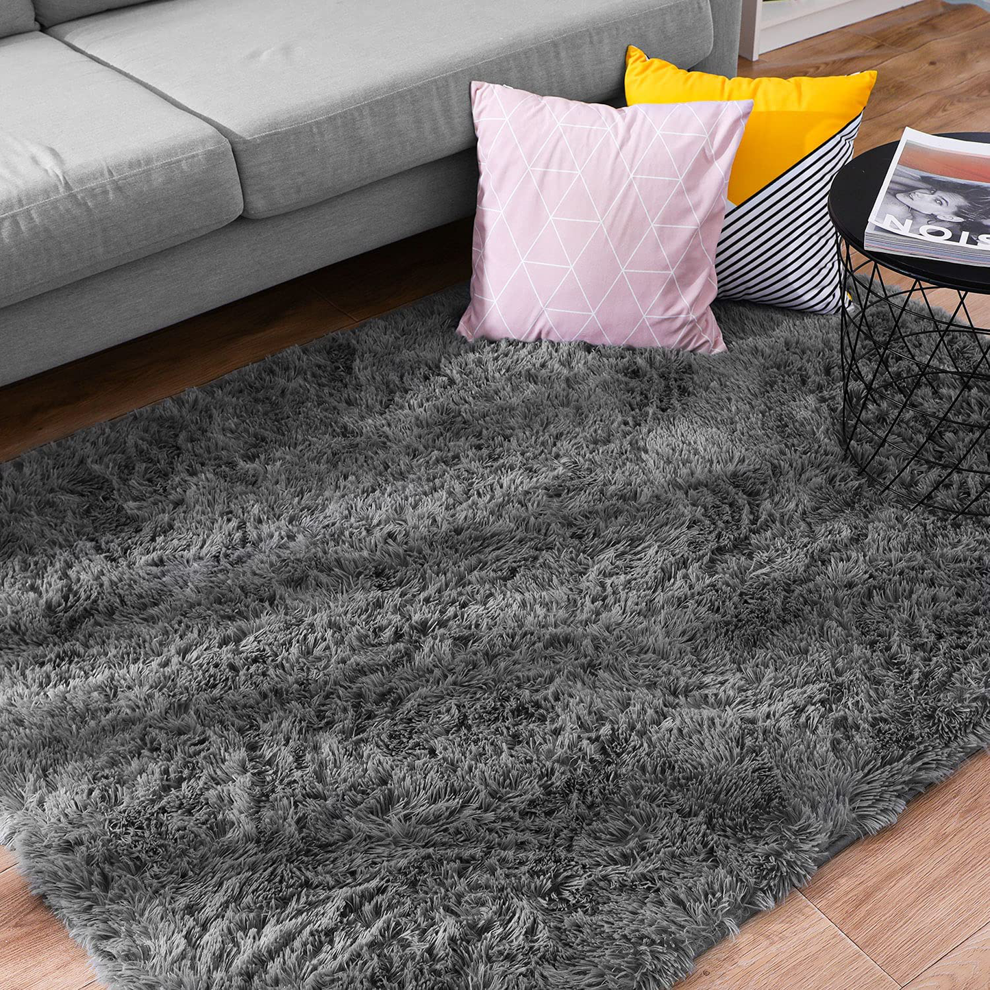 Rynx | Ophanie White Rugs for Bedroom Fuzzy, Girls Kids Baby Shaggy Shag Fuzzy Soft Plush Nightstand Rug, Indoor Floor Living Room Carpet for Youth Dorm Home Decor Aesthetics, Kids Room, 4 x 5.3 Feet
