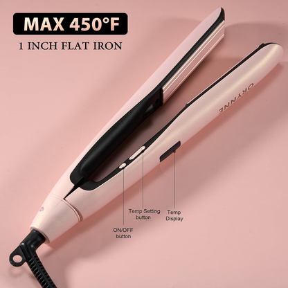 Rynx | 1” Hair Straightener and Curls 2-in-1, Ceramic Flat Iron with 10 Heat Settings