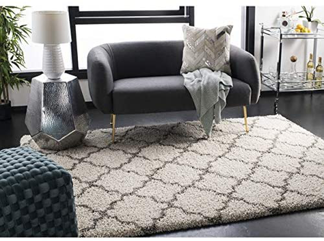 Rynx | Safavieh Hudson Shag Collection Sgh282l Morocco Trellis Non-Shedding Living Room Bedroom Dining Room Hallway Plush 2-Inch Thick Accent Mat, 2'3" X 3'9", Slate Blue / Ivory
