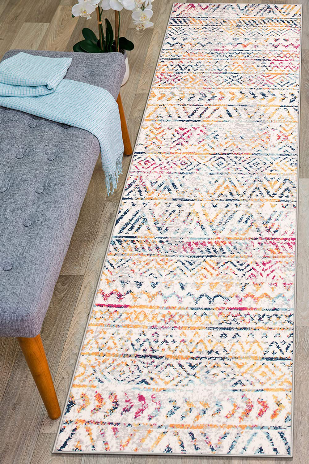 Rynx | Rugshop Geometric Bohemian Design Runner Rug 2' X 7' Multi