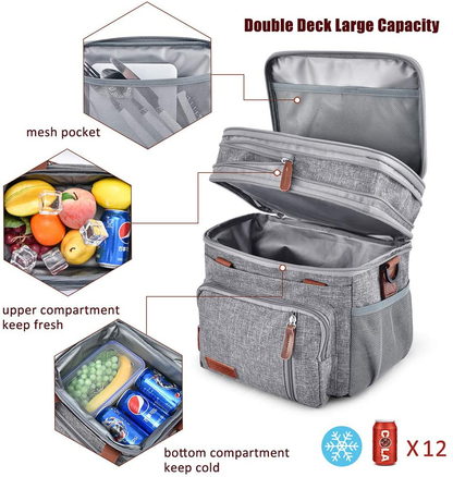 Rynx | Insulated Lunch Bags For Women Men Large Lunch Box Leakproof Soft Cooler Tote Bag Miycoo (Gray,20l)