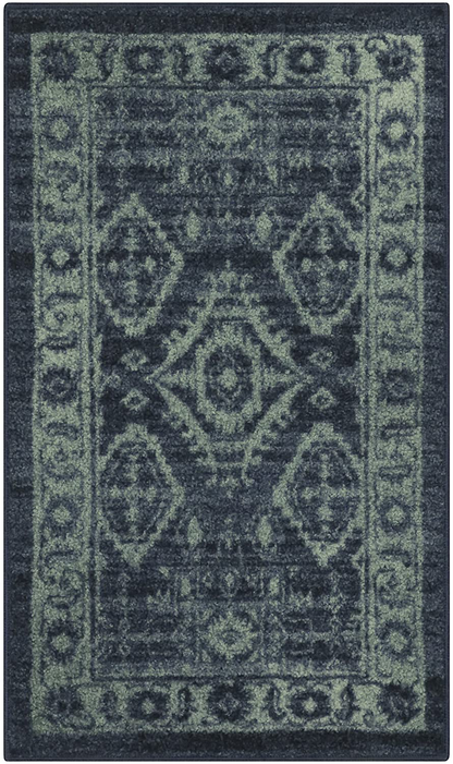 Rynx | Maples Rugs Georgina Traditional Kitchen Non Skid Accent Area Rug [Made in USA], Navy/Green, 1'8 x 2'10