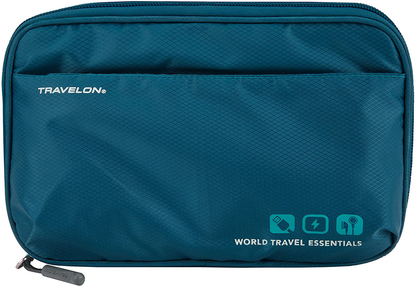 Rynx | Travelon World Travel Essentials Tech Organizer, Peacock Teal, One Size